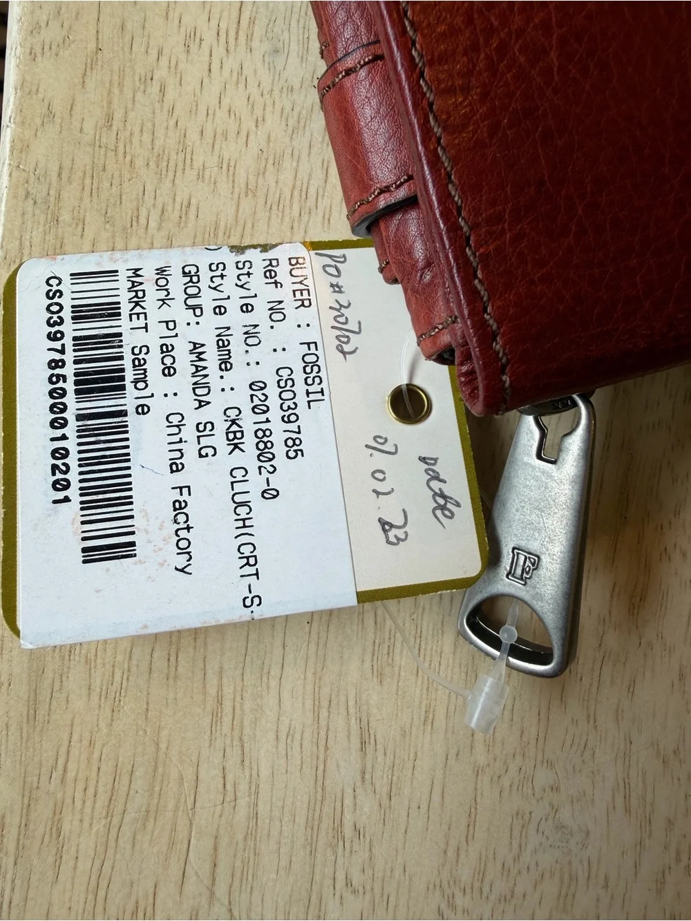 FOSSIL Deep Red Leather Wallet Never Used